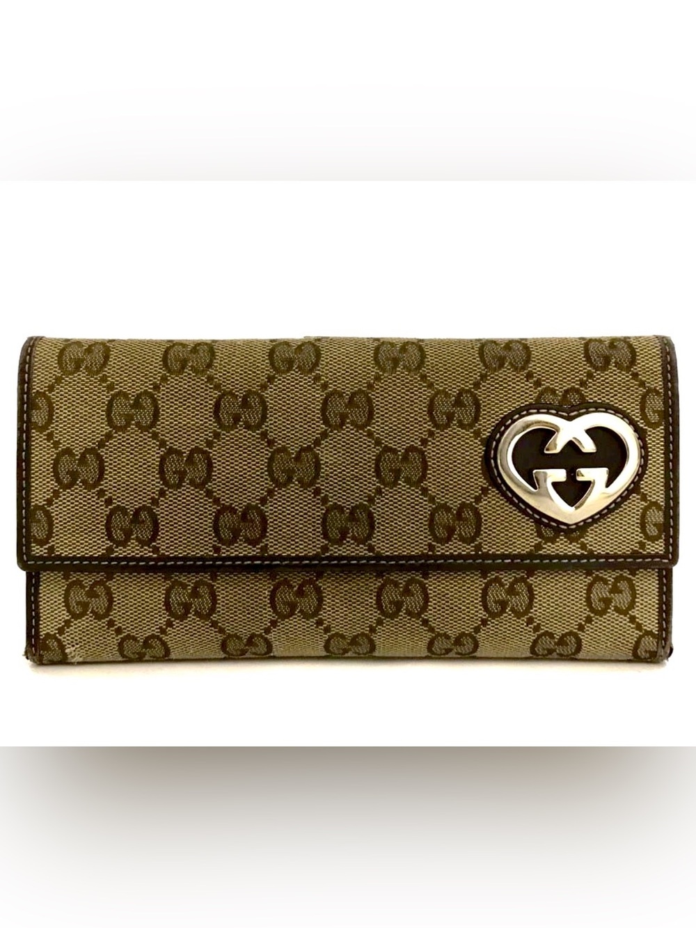 Gucci Brown GG Canvas Crossbody Belt Bag with Heart Logo